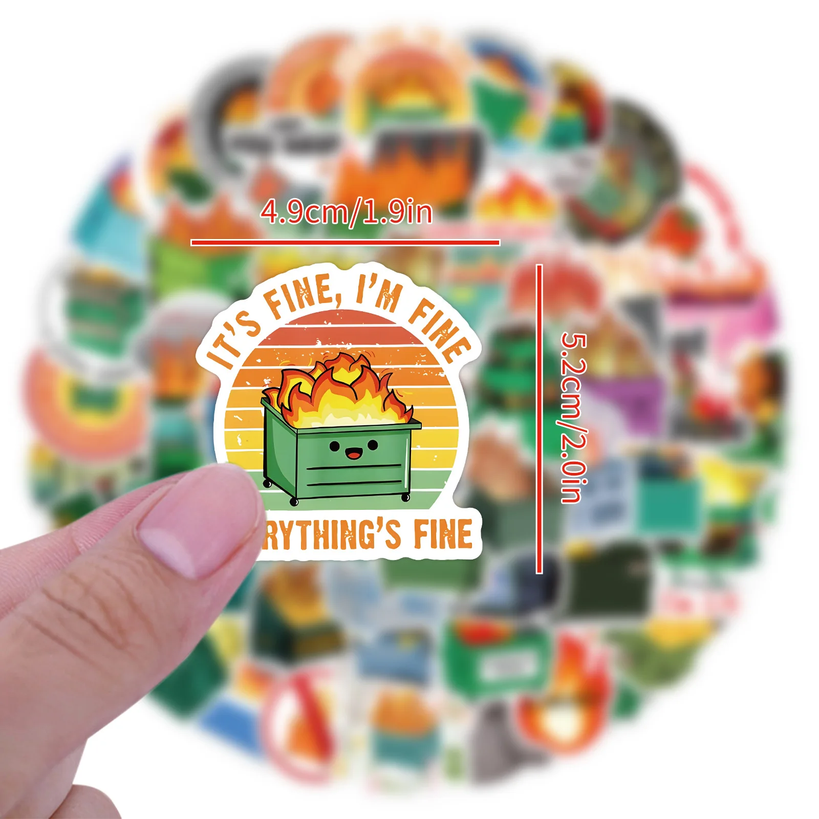 Dumpster Fire Sticker Pack - Assorted Designs for Luggage, Skateboards, Laptops, and More