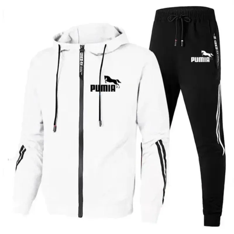 Men's hooded workout set, long jacket, sports sweatshirt, casual running suit, design, autumn, winter, 2 pieces