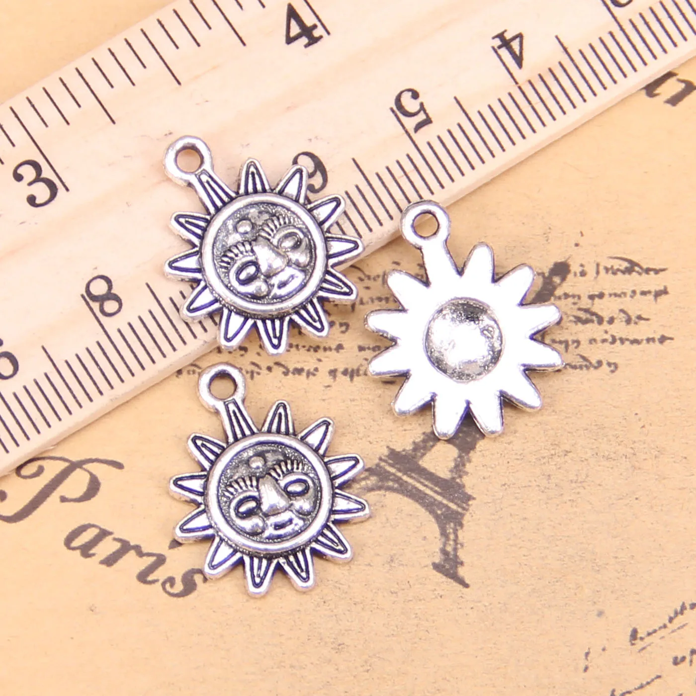 

80pcs Jewelry Charms Sun Sunburst 20x16mm Antique Silver Plated Pendants Making DIY Handmade Tibetan Silver Jewelry