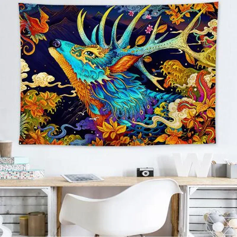 Great Wave of Kanagawa Tapestry Wall Hanging Whale Wall Carpet Tapestries Cloth Mandala Boho Bedspread