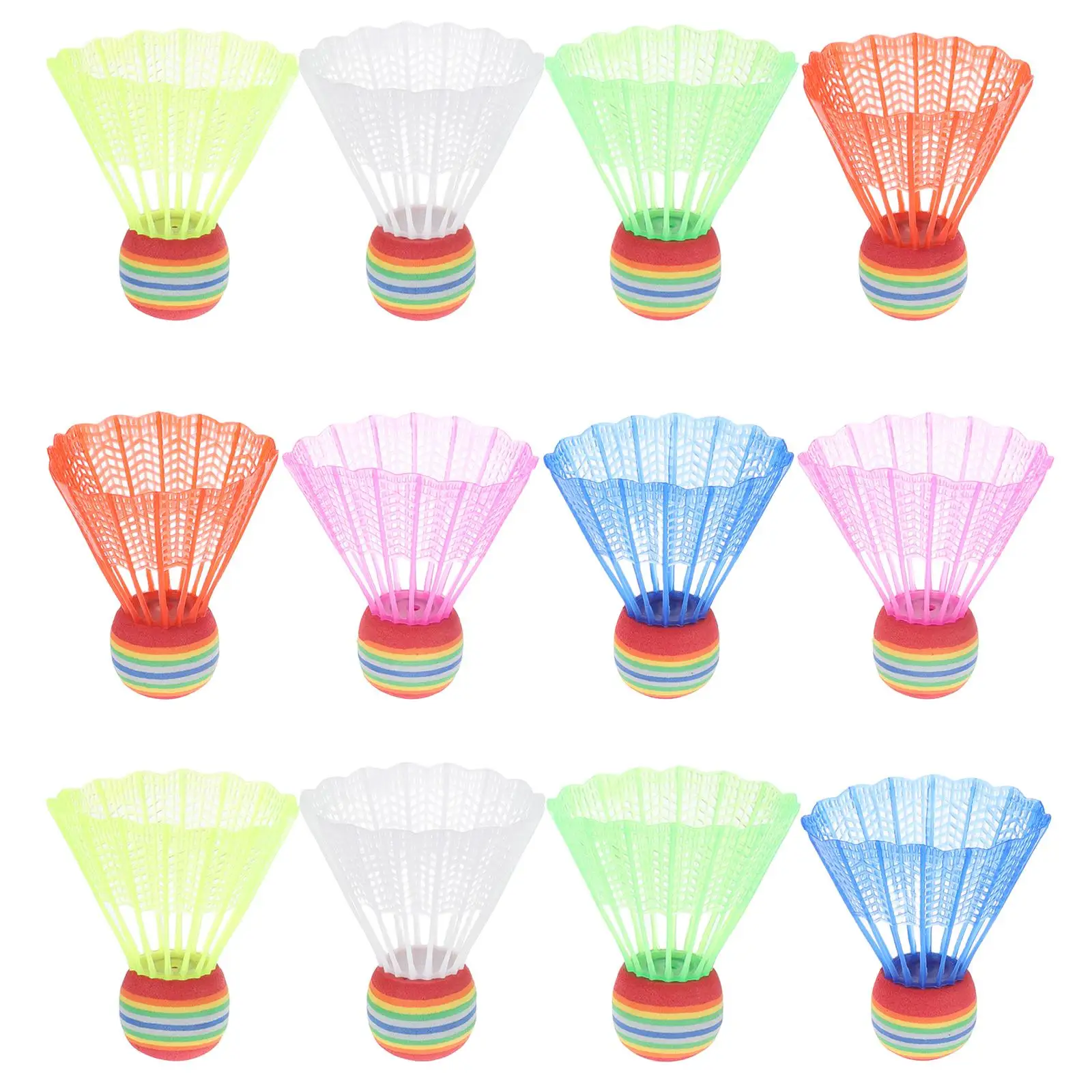 Color Big Head Badminton Shuttlecocks Foam Kids Sports Supplies Indoor Colored Shuttlecock Outdoor Lightweight Portable 12 Pcs