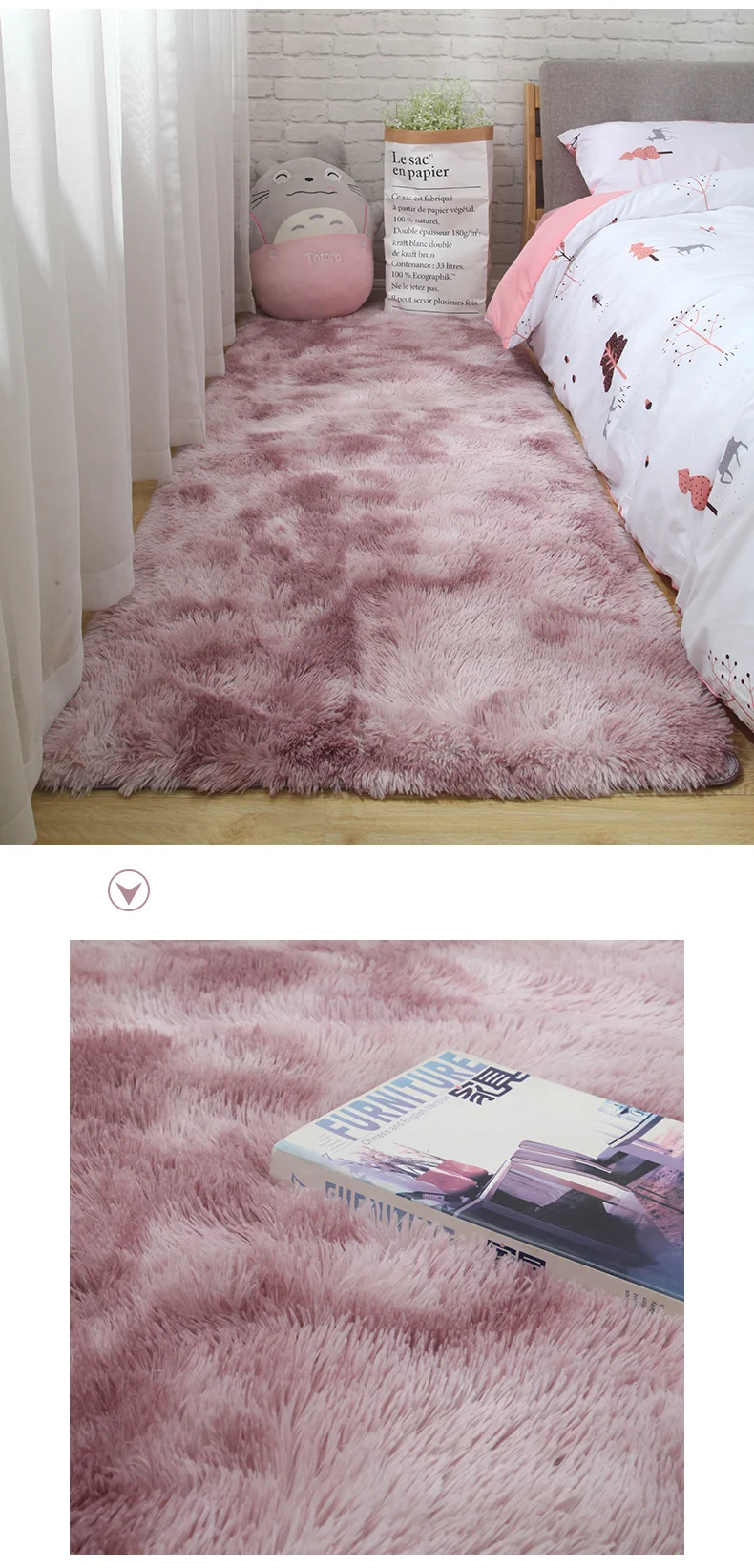 

8005 Soft Shaggy Carpet Living Room Fluffy Children Rugs Large Beige Plush Area Rug for Bedroom Kids Room Nursery Modern Home
