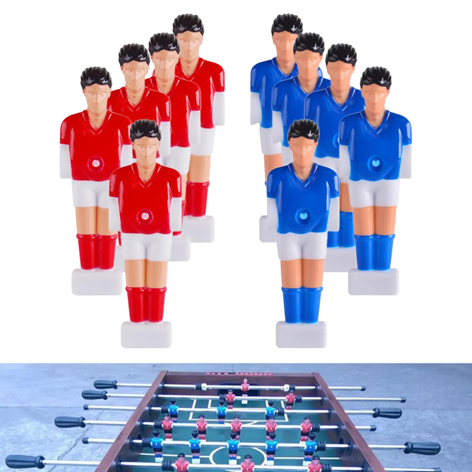 10Pcs Foosball Replacement Players Soccer Games Replacement 5 Red+5 Blue