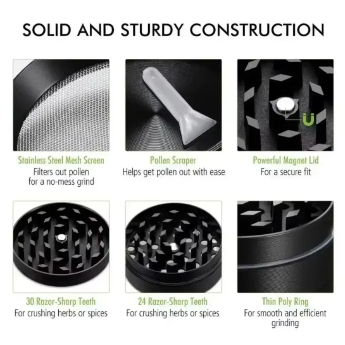 1.6/2inch Metal Herb Grinder 4-layer Manual Spice Mill Pepper Crusher Mortar Tobacco Raw Grass Grinder Smoking Cigarette Tool
