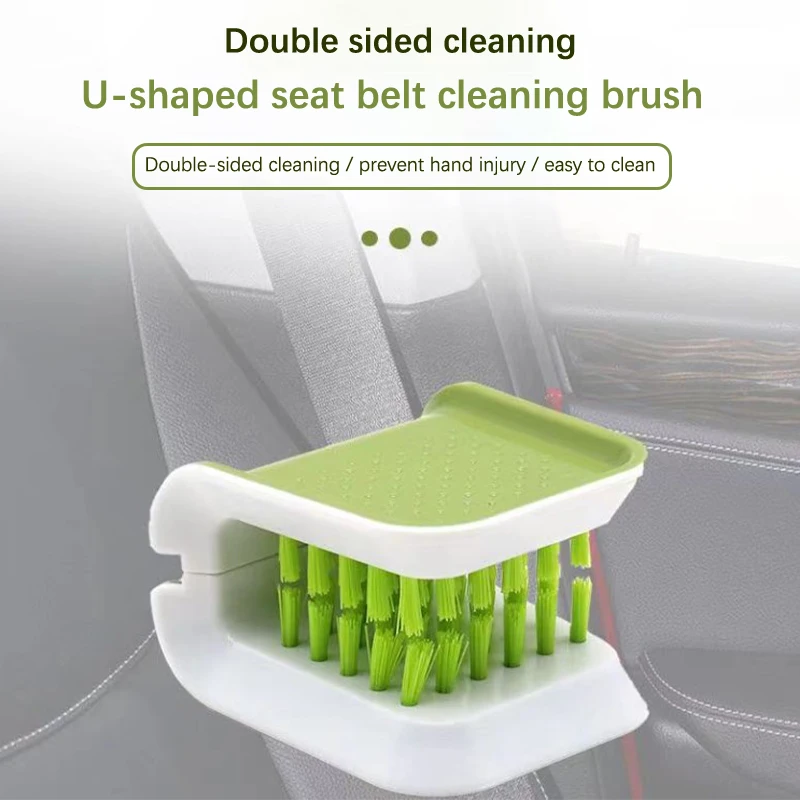 Car Seat Belt Cleaning Brush Automotive Safe Belt Washing Tool Double Sided U Type Car Interior Openable Cleaning Brush