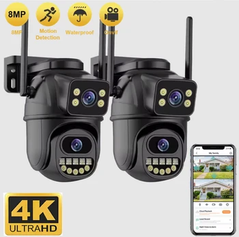 4K 4MP HD Wifi PTZ Camera Outdoor 4MP Dual Lens Dual Screen AI Auto Tracking IP Camera CCTV Audio Video Surveillance P2P iCSee 1