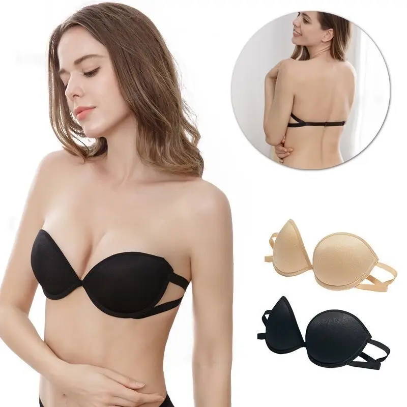 Strapless Bra Non slip Backless Thickened Bra 1/2 Cup Underwear lingerie for ladies