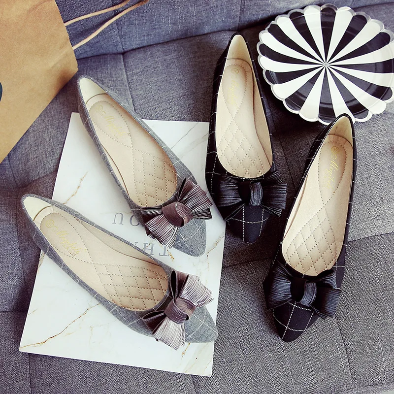 Spring Autumn New Women Shoes Casual Flats Shoes Woman Plus Size Flats Fashion Butterfly-knot Slip-on Loafers Ladies Boat Shoes