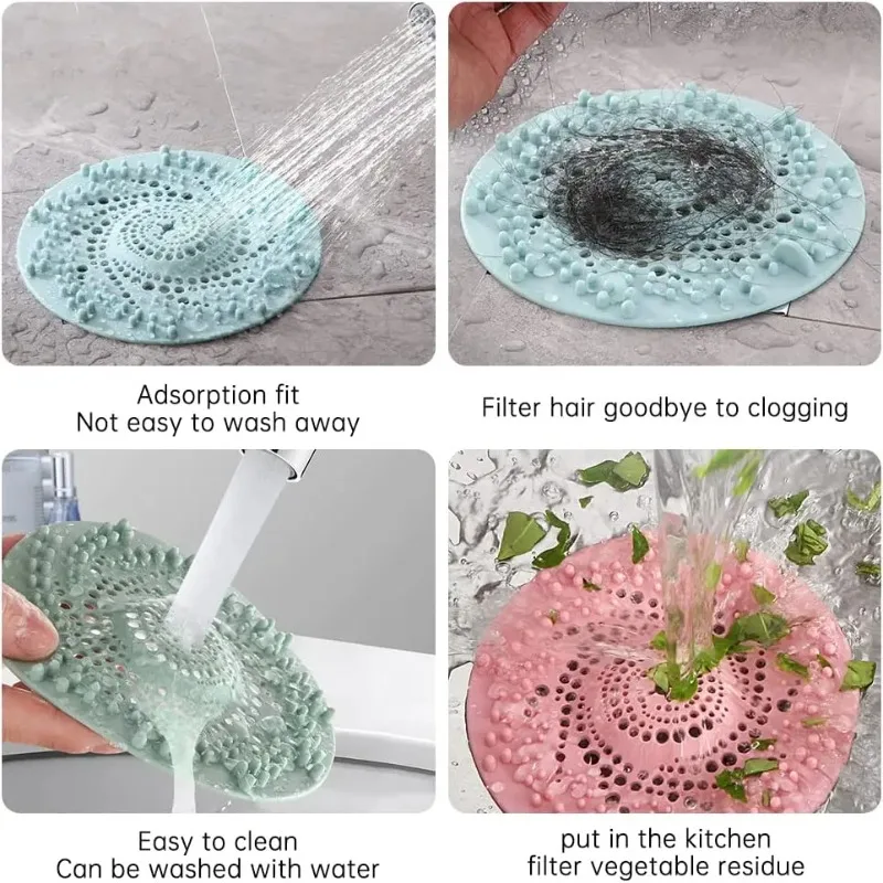 Silicone Drain Strainer Household Shower Floor Filter Sink Strainers Hair Catcher For Kitchen Bathroom Accessories 1Pcs
