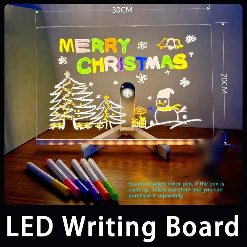 

Colorful LED Writing Board Personalized LED Lights Acrylic Message Board Erasable USB Kids Drawing Board Night Light