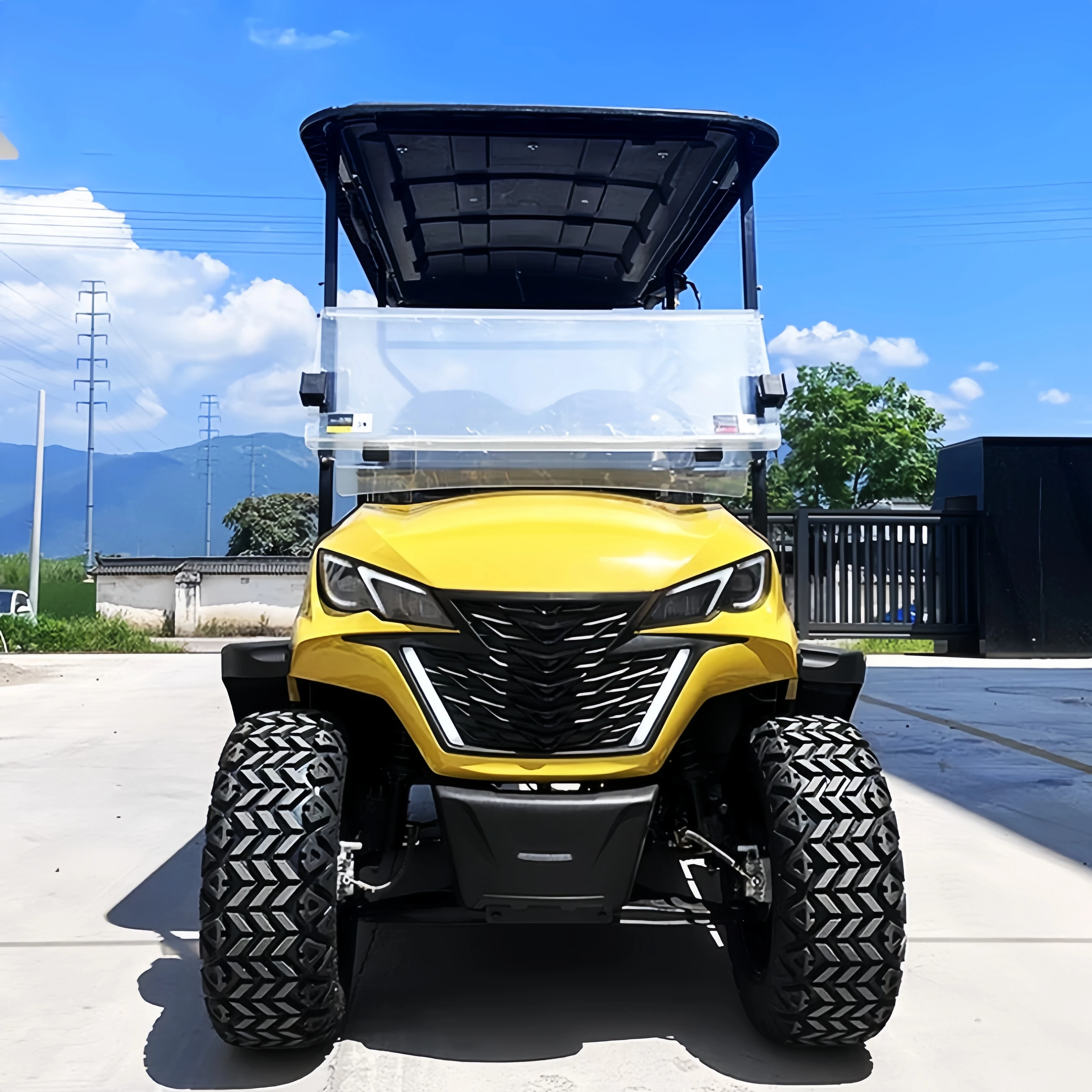 Shining chinese 48v low cheap price electric 4 seat solar panel electric golf cart price sale golf buggy