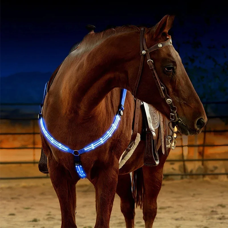 Horse Equipment Breastplate Nylon LED Night Flashing Light Bar Harness Outdoor Sports USB Charge Riding Decorations Belt horse riding equipment