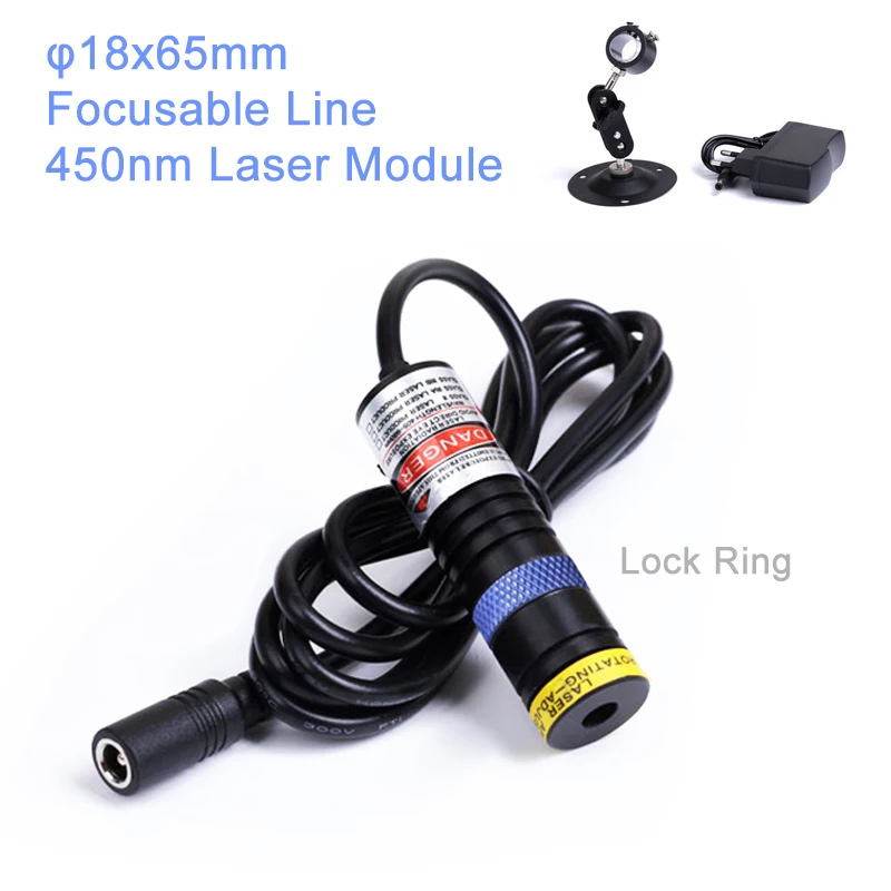 PMMA Len Adjustable Focus 18x65mm 450nm Blue Cross Line Laser Module 10mw 30mw 50mw (with Adapter and Bracket ) for Wood Cutting 12x35mm adjustable 405nm 10mw violet blue laser diode module dot line cross focus head dc3v 5v