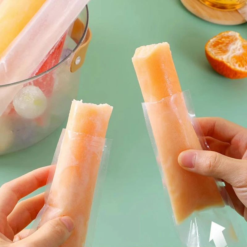 Disposable Ice Popsicle Mold Bags 100Pcs Freezer Tubes Zip Seals Ice Cream Yogurt Sticks Juice Smoothies Bags Bpa Free