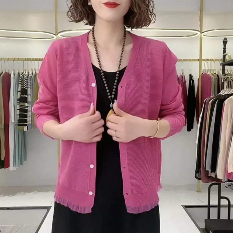 2023 New Spring and Summer Fashion Solid Color Thin Ice Silk Small Shirt Loose Casual Versatile Outerwear Air Conditioned Shirt