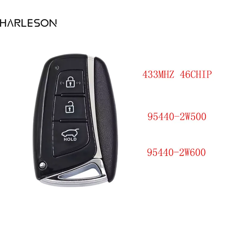 3 Button Smart Remote Car Key Fob 433Mhz ID46 Chip for Hyundai Santa Fe 2012 2013 2014 2015 FCC ID: 95440 2W500 / 95440 2W600 cadillac srx cts xts dts 2010 2015 smart proximity remote key ask 315 433mhz id46 chip fcc nbg009768t p n 22865375
