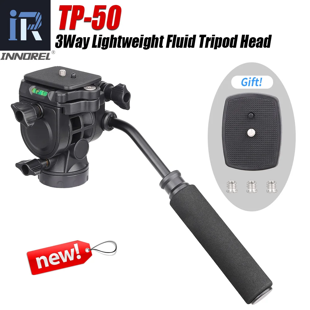 

Heavy Duty Video Camera Tripod Head INNOREL TP-50 with Detachable Handle for Tripod Monopod Video Cameras and DSLR, Maxload 3kg