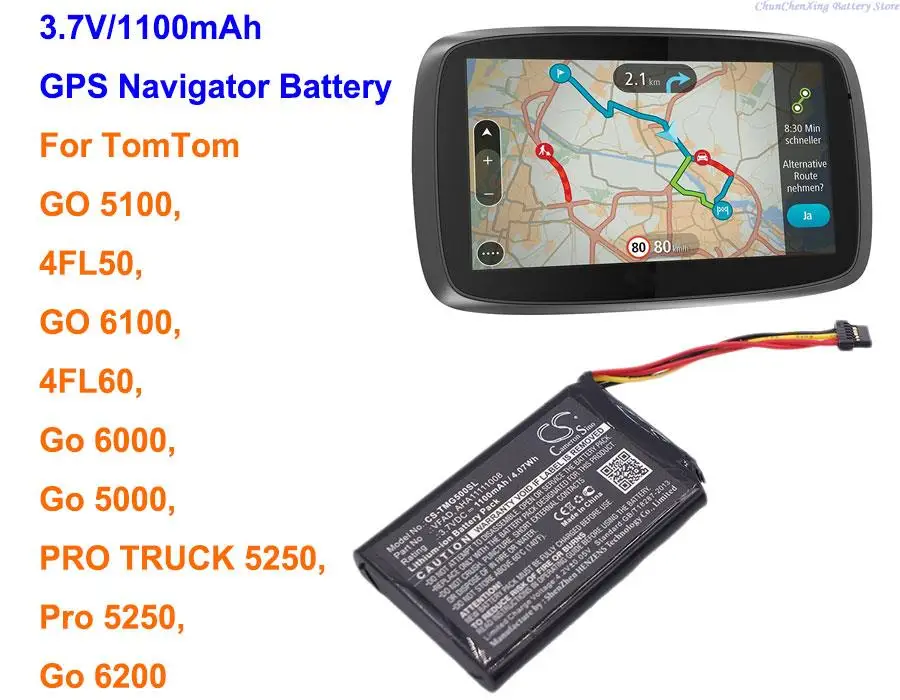 Orangeyu 1100Mah Batteria Vfad Per Tomtom Go 5100, 4 Fl50, Go 6100, 4 Fl60, Go 6000, Go 5000, Pro 5250, Go 6200, Pro Truck 5250
