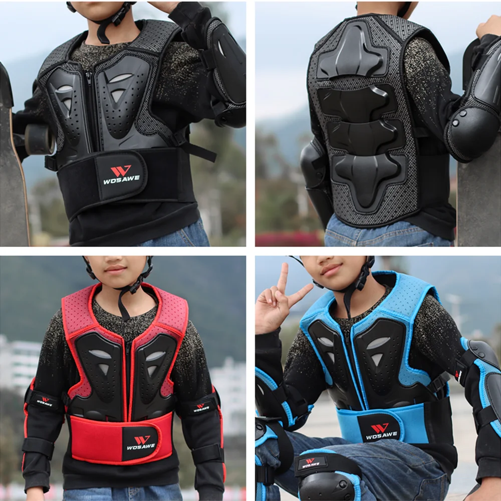 Motorcycle armor, motorcycle body armor, body protector, motorcycle armor vest, motorcycle jackets, motorcycle armor pads, motorcycle armor accessories WOSAWE Kids Motorcycle Armor Jacket Snowboard Ski Back Bandage Protective Gear Bike Bicycle MTB Sports Body Protection Vest