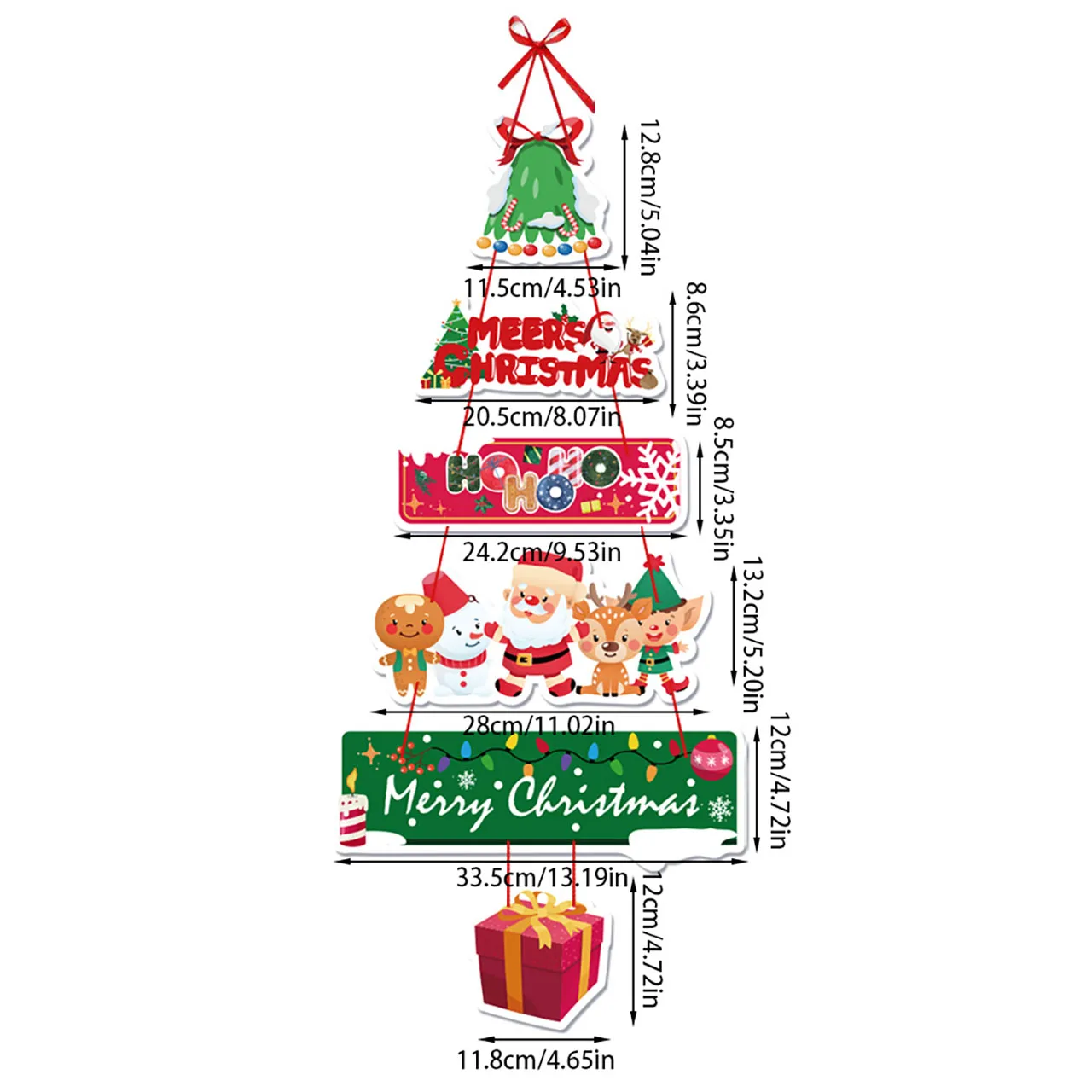 6pcs Christmas Door Pendant Decoration Cartoon Assembly Xmas Tree Hanging Flag Merry Christmas Party Supplies