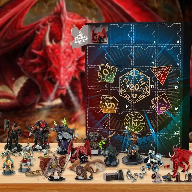 Christmas Advent Calendar Dungeons Advent Calendar Miniature Game Figures Set Countdown Collectibles for Kids