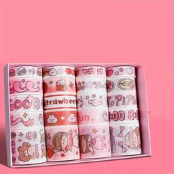 Charming Cartoon Kawaii Washi Tape & Grid Sticky Notes Set (Pink)