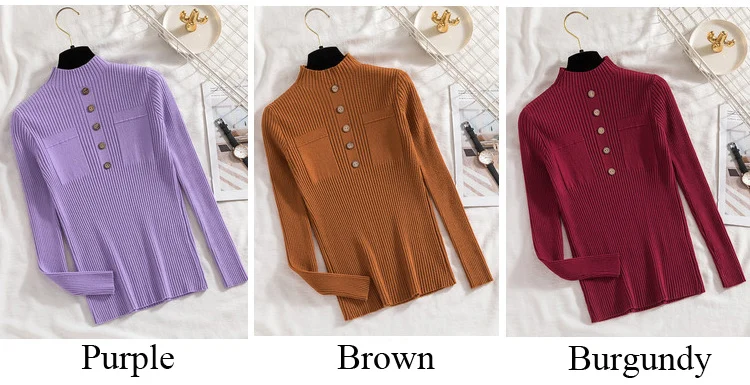 green sweater Womens Sweaters 2022 New Fashion Button Turtleneck Sweater Women Soft Knitted Ladies Sweater Winter Tops Pullover Jumpers Ladies cardigan