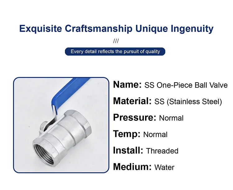 Stainless Steel One Piece Ball Valve 304 316 Female Thread 1/2 3/4 Inch Shut Off