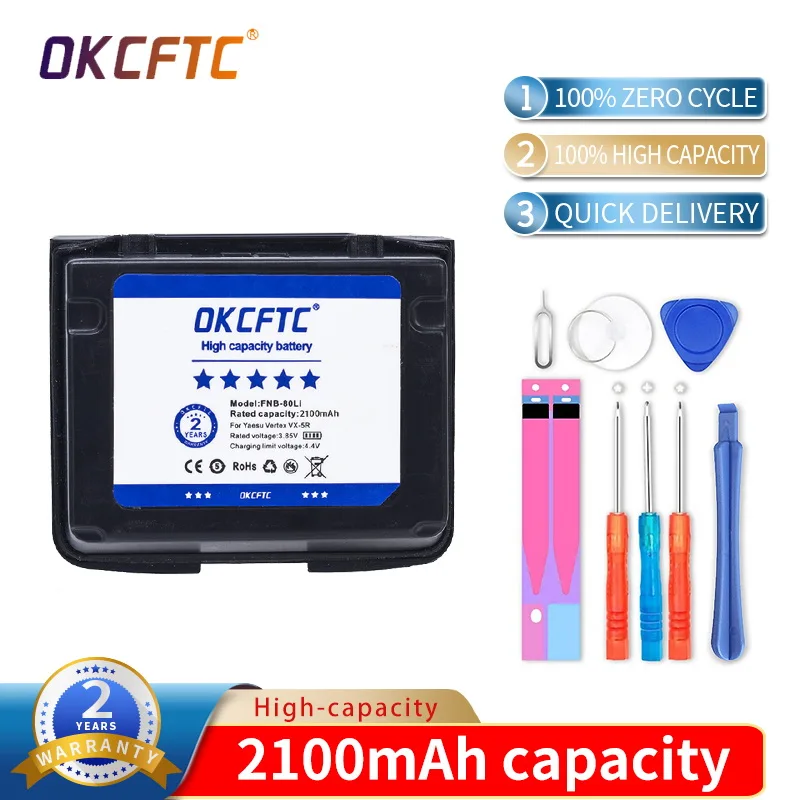 Okcftc 2400Mah Fnb-80Li Fnb-58Li Two-Way Radio Batteria Per Yaesu Vertex Vx-5R Vx-6R Vx-7R Vxa-700 Vxa-710
