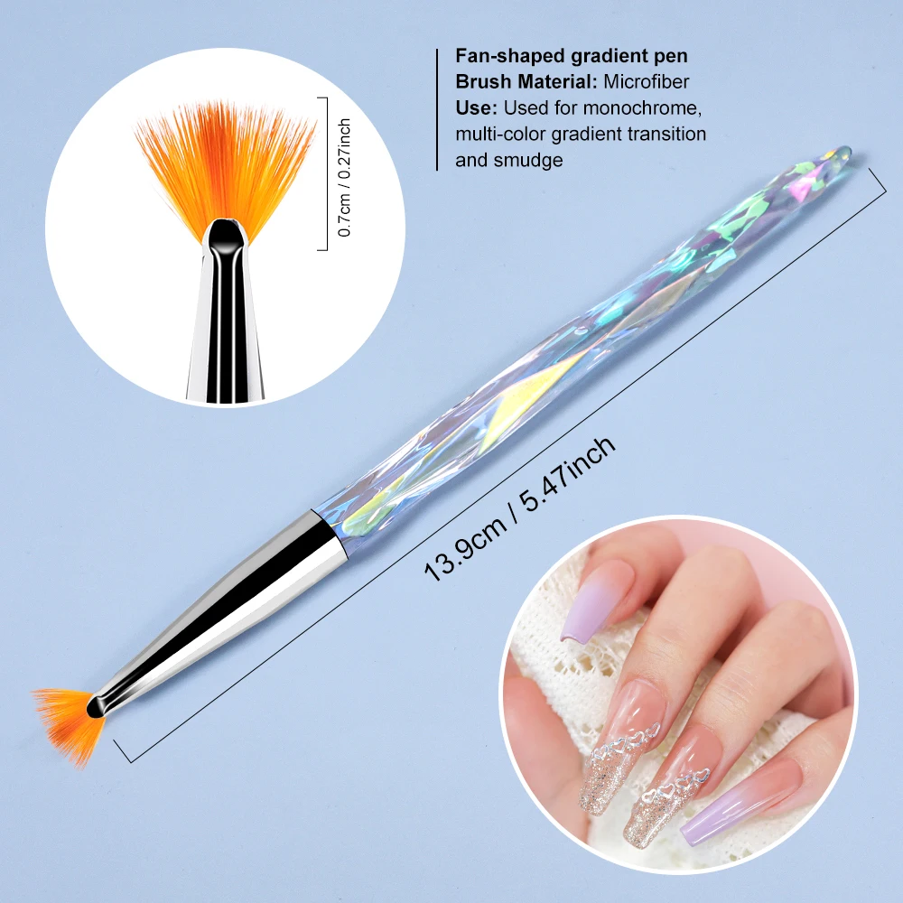 LIMEGIRL 8pcs/set Aurora Acrylic Nail Art Painting Pens for Nail Design Soft Slender Brush Gradient UV Gel Drawing DIY Brushes 4