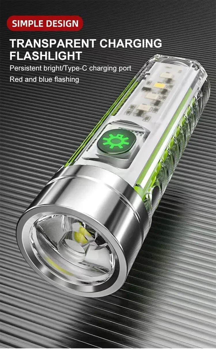 Description Picture 2 of itemUSB Rechargeable LED Flashlight LED MINI Keychain Light with Tail Magnet Uv Light Multifunction Portable Torch Camping Lights