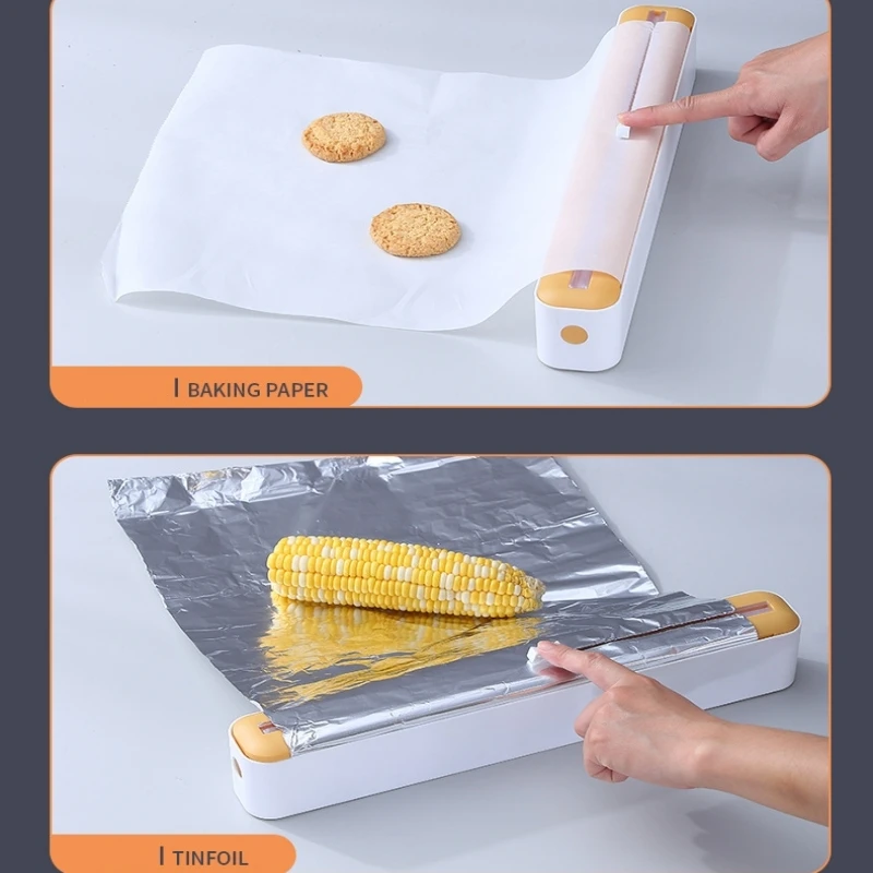 Cling Wrap Dispenser Plastic Foil Holder Cutter Kitchen Storage Aluminum Foil Film