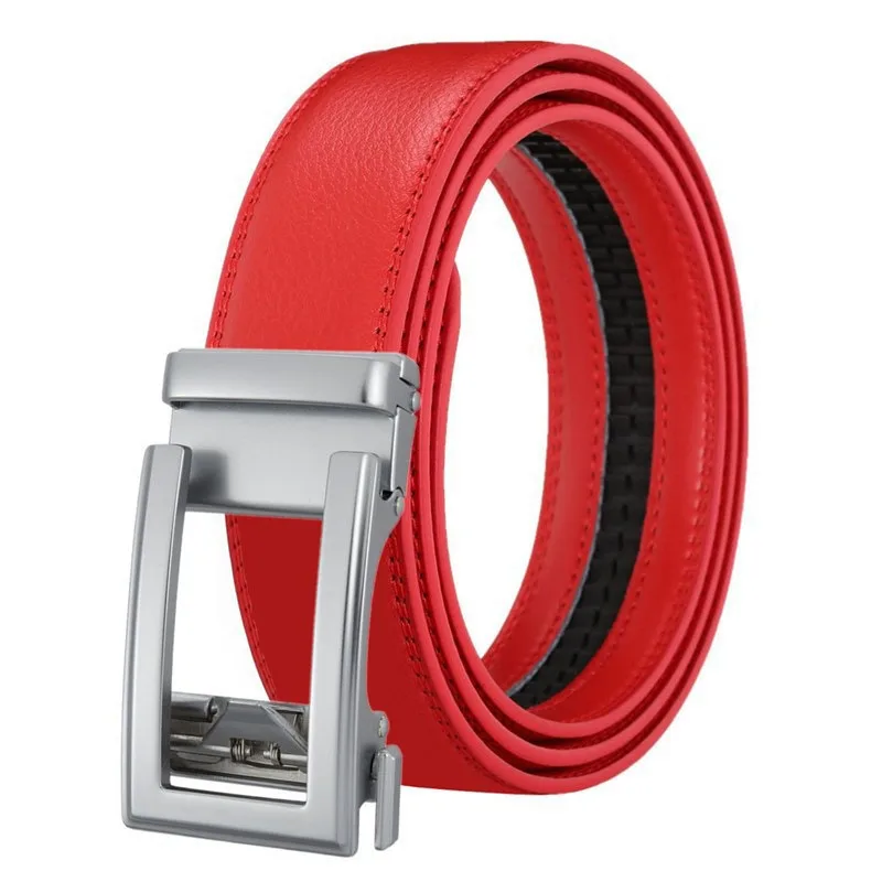 Luxury Men's Leather Belt - High Quality Designer Craftsmanship in White, Blue, Red, Brown