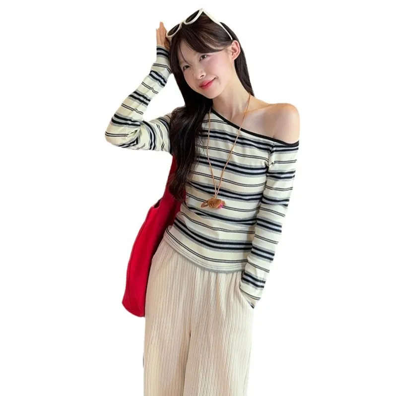 Women Striped Long Sleeve Tops