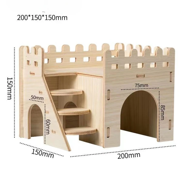 Wooden Hamster Nest Villa 3