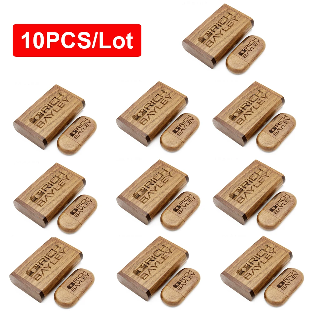 10 Pz/Lotto Chiavette Usb In Bambù Logo Gratuito Fotografia Pen Drive Personalizzato Capacità Reale Memory Stick Per Matrimoni 64Gb/32G/16G U Disk