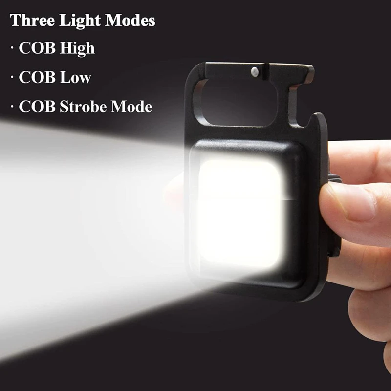 LED Small Rechargeable COB Keychain Flashlights Portable Emergency Lamps Strong Magnetic Repair Work Outdoor Camping Light