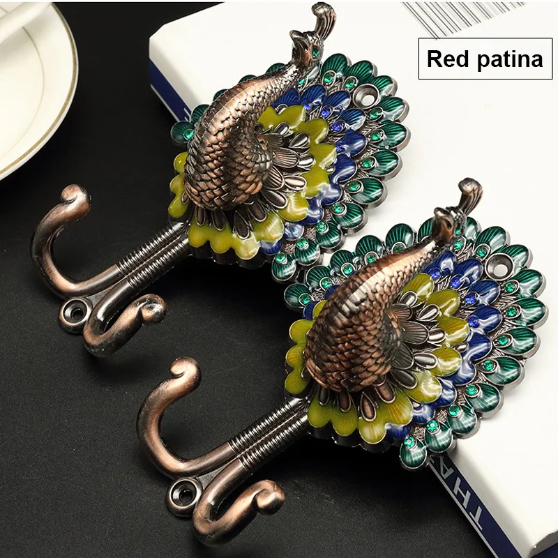 Peacock Curtain Hook Wall Hook Alloy Vintage Peacock Antique Wall Hangers Bathroom Organizer Utensils Accessories Tools 2