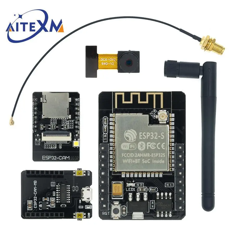 

Micro USB CH340G ESP32-CAM-MB/ESP32-CAM OV2640 Camera Module with Antenna WIFI Bluetooth Board For IOT/Smart Home Device System