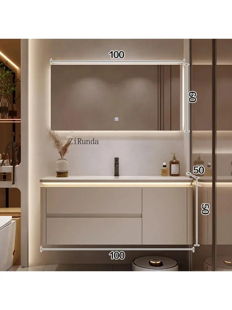 Simple Rock Plate Bathroom Cabinets Wall-mounted Fog-proof Design Smart Mirror Cabinets Home Furniture Arredo Bagno FYBC