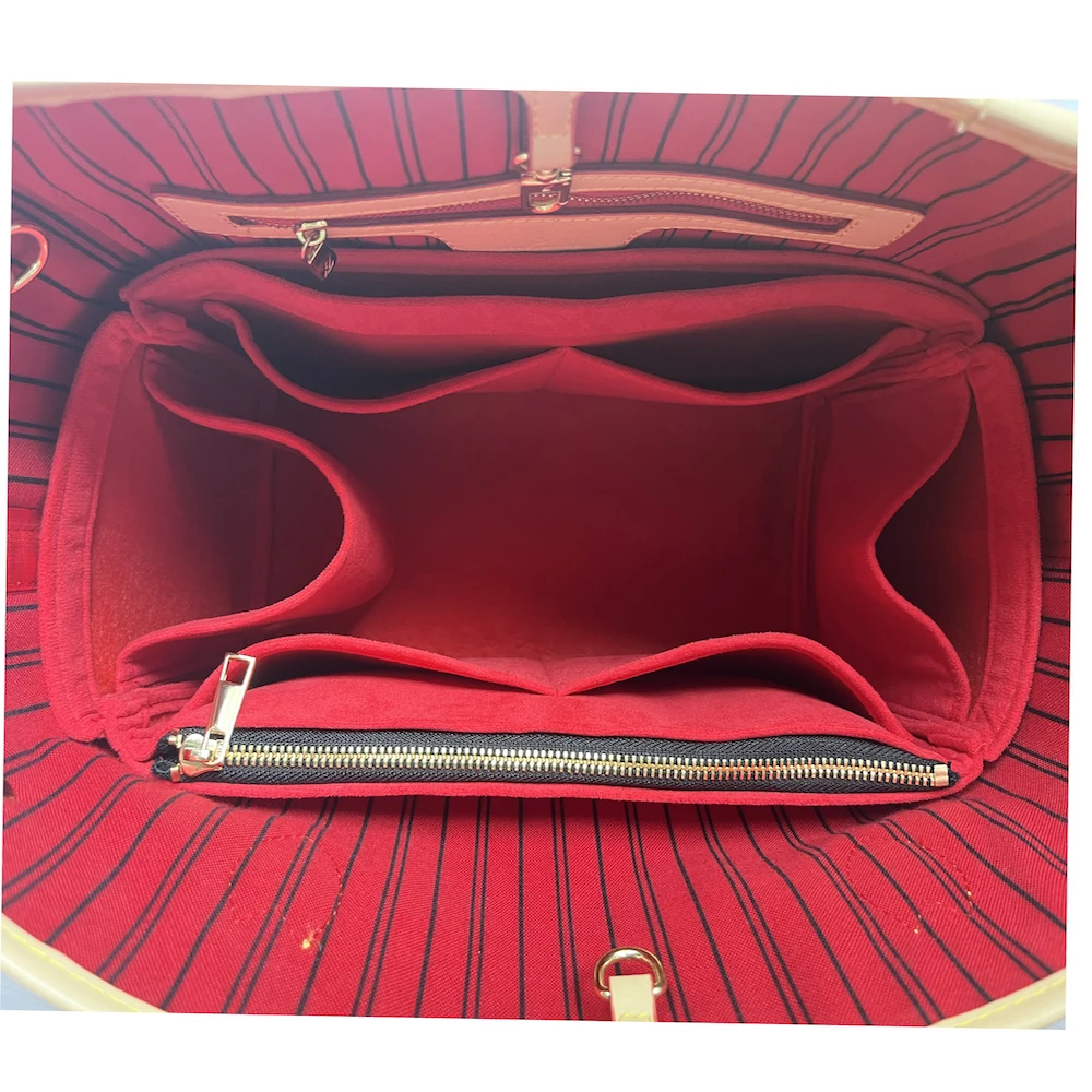 Organizer For Neverfull Pm Mm Insert Bags Makeup Handbag Inner Purse Portable Travel Liner Pouch Comesti Base Velvet -(Handmade)