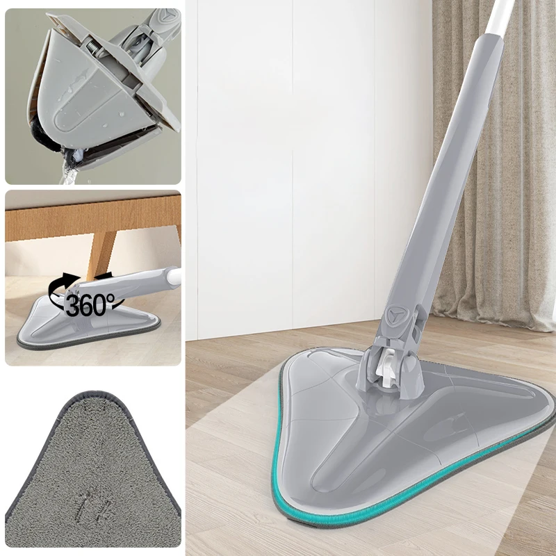

Triangle Mop for Wet and Dry, No Hand-washable, Triangular, Rotary Twist, Water Mop, Home Mopping, Cleaning Tool