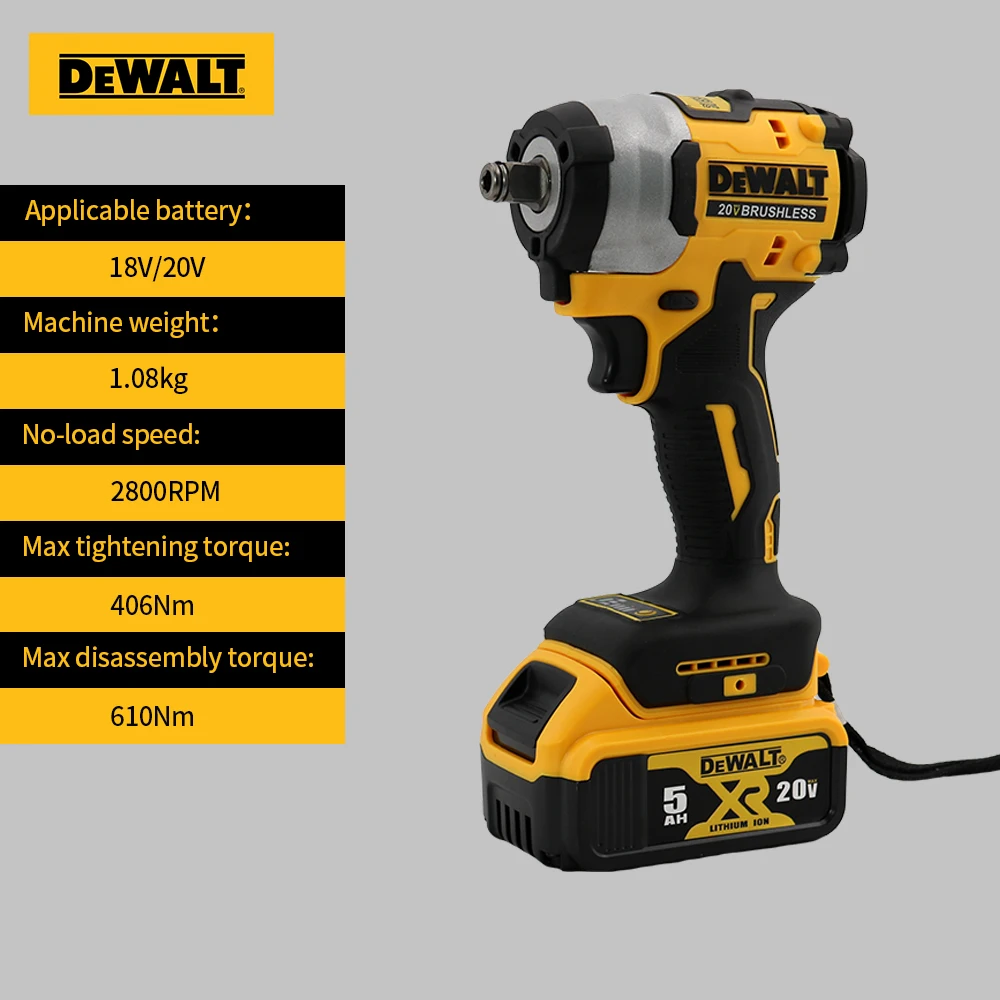 DEWALT DCF922 Brushless Charging 20V Impact Wrench  Strong Torque LED Lighting Stepless Speed Control Strong and Durable Tool 4