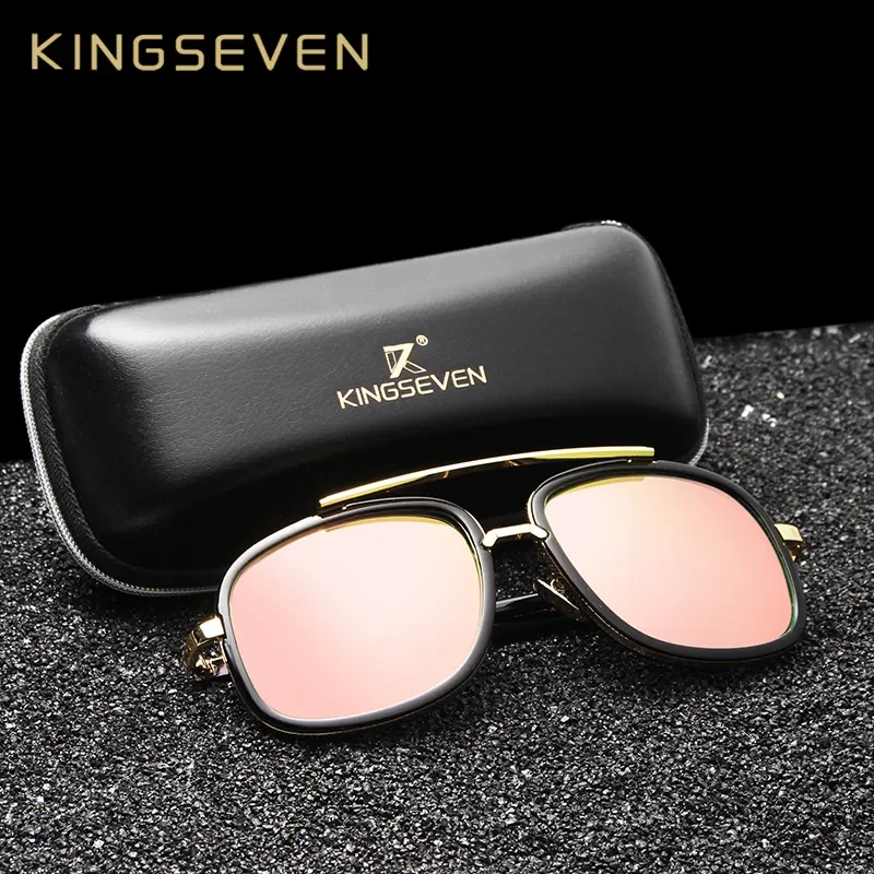 

KINGSEVEN Fashion Unisex Retro Aluminum Sunglasses Men Lens Brand Designer Vintage Sun Glasses For Women UV400