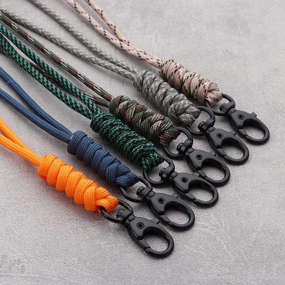 Paracord Keychain Lanyard Rotatable Buckle High Strength Parachute Cord  Emergency Survival Backpack Key Ring Neck Hanging Rope