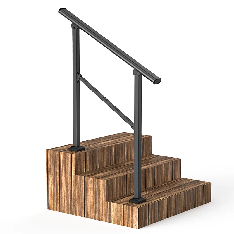 Corrimano Per Scale Esterne - Ringhiera D'Ingresso Per 1-2 Gradini - Supporto Fino A 180kg - Nero - Foto 8