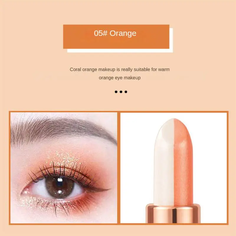 Professional 2 In 1 Double Color Gradient Velvet Eye Shadow Stick Lazy Makeup Waterproof Lasting Shimmer Metallic Eyeshadow