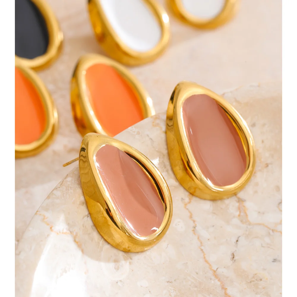 Yhpup Multi-Color Enamel Stud Earrings