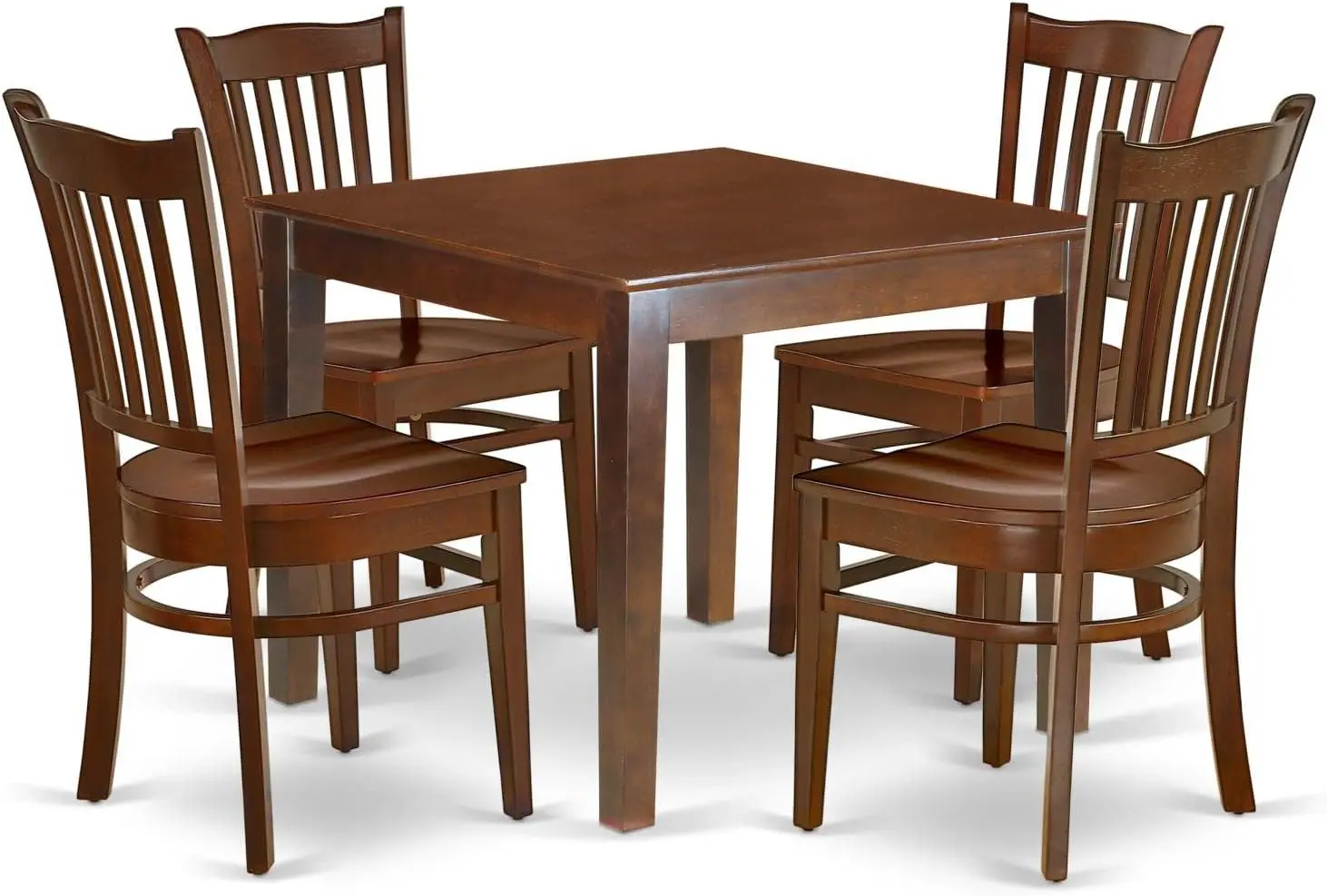

5 Piece Kitchen Set for 4 Includes a Square Dining Room Table and 4 Solid Wood Seat Chairs, 36x36 Inch