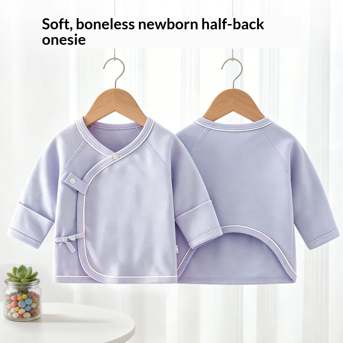 Maglietta intima per neonati con schiena scoperta, in cotone di classe A, morbida, con laccetti laterali, stile kimono, universale per tutte le stagioni, anti-sudore.